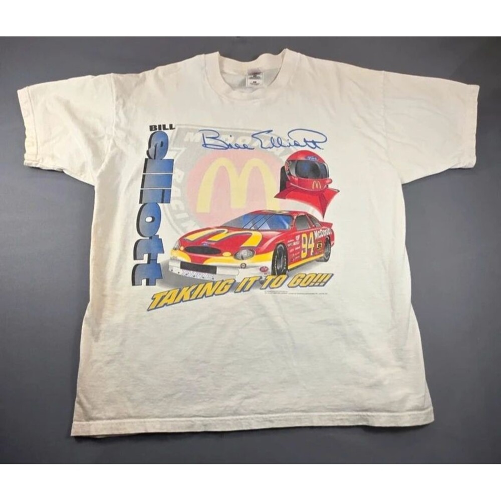 Vintage 90s Bill Elliott McDonald's Nascar Racing Tee - Size XL